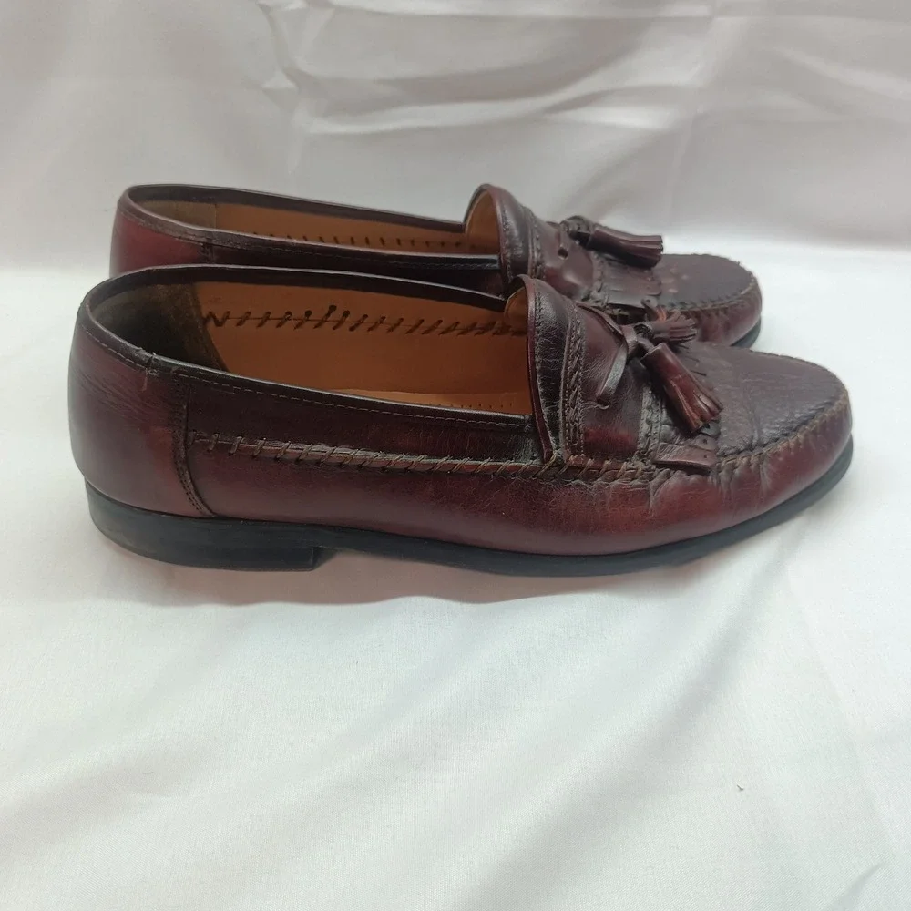 Sandro‎ Moscoloni Mens 10.5 Burgundy Leather Kiltie Tassel Loafers Casual Formal